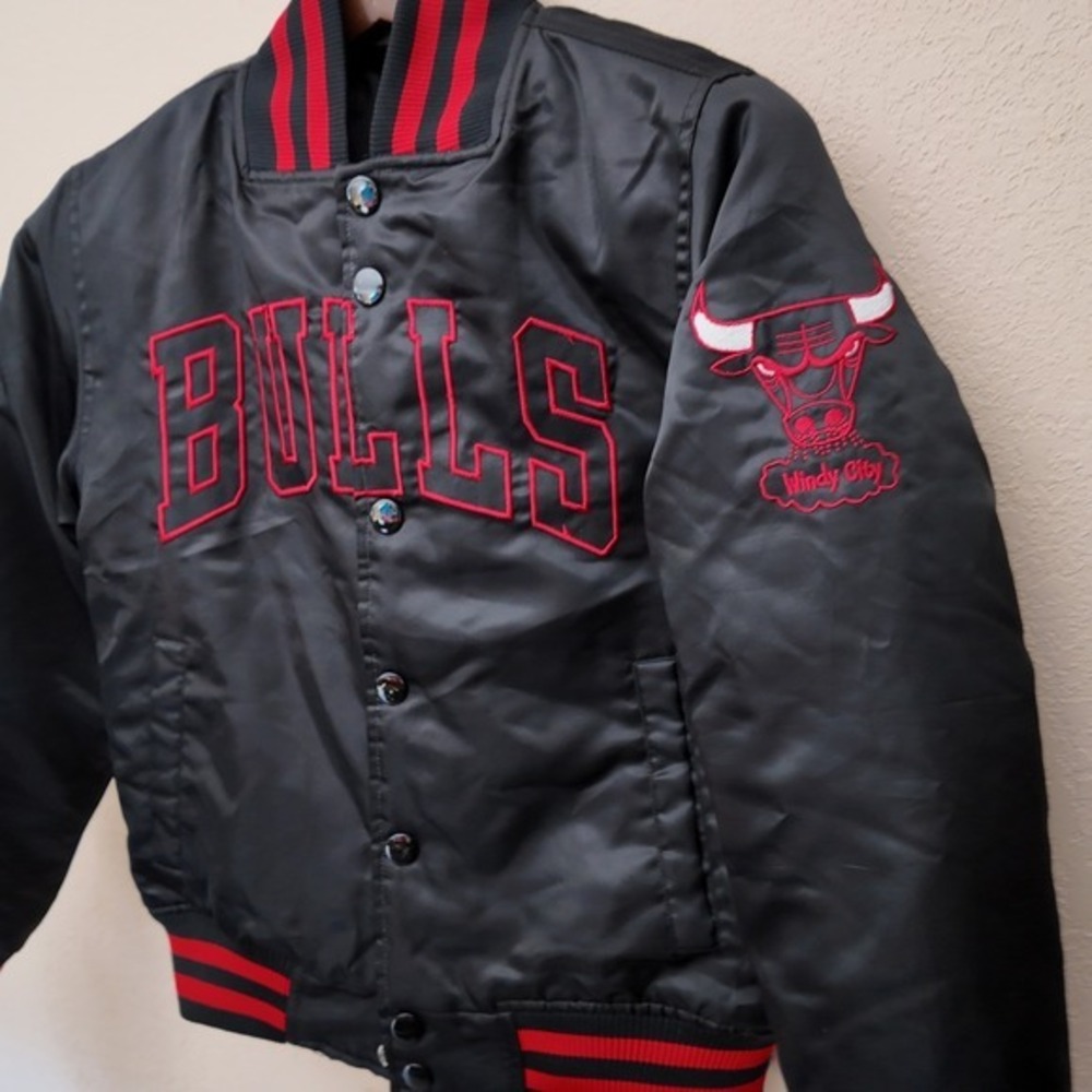 Vintage Majestic Chicago‎ Bulls NBA Hardwood Classics Satin Bomber Jacket M KIDS